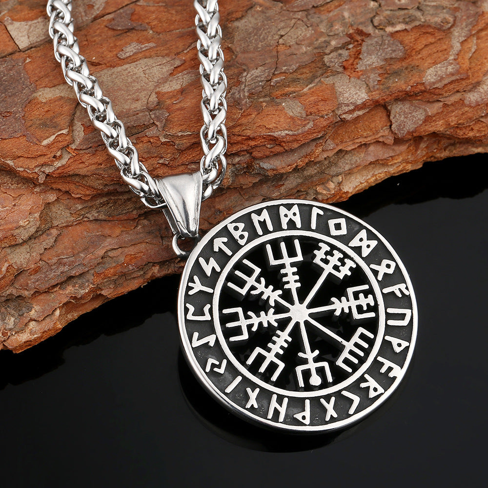 NorthRune Vegvisir Compass Necklace | Viking Rune Pendant | Stainless Steel