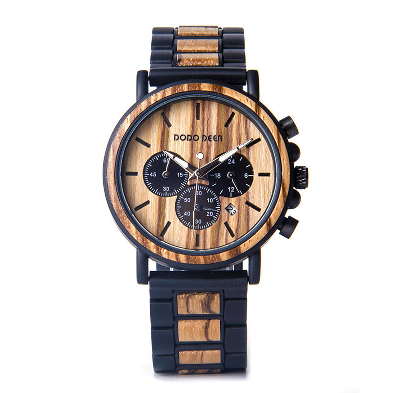 DODO DEER Men’s Wooden Chronograph Watch | Wood & Stainless Steel | 7 Style Options
