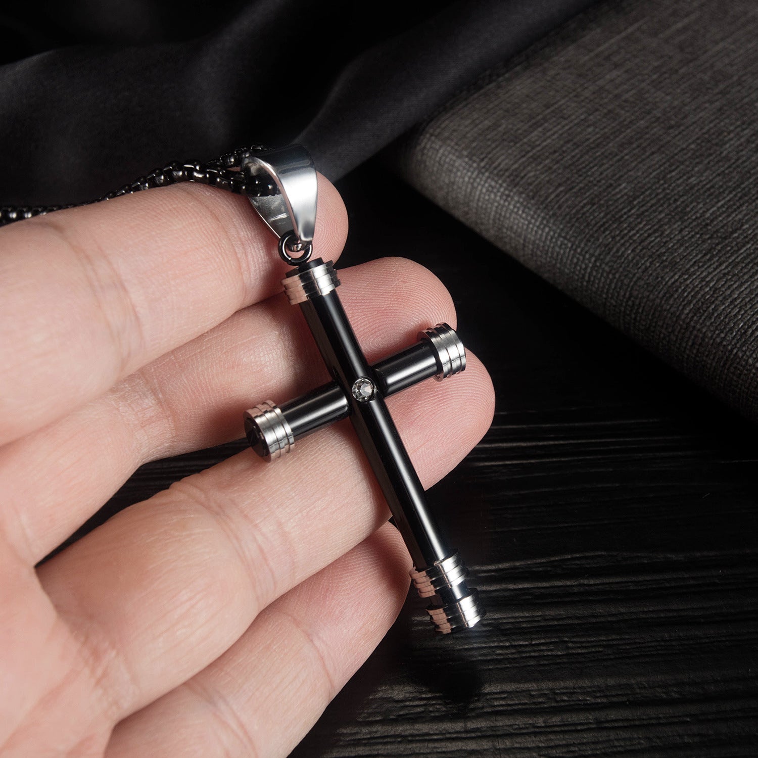 NorthRune Classic Stainless Steel Cross Necklace for Men