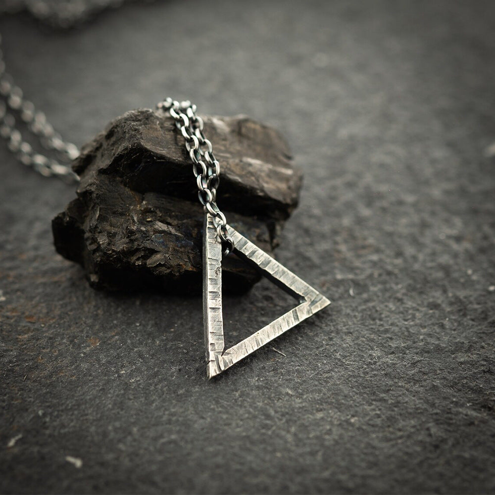 NorthRune Valknut Triangle Pendant Necklace | Titanium Steel Viking Norse Jewelry