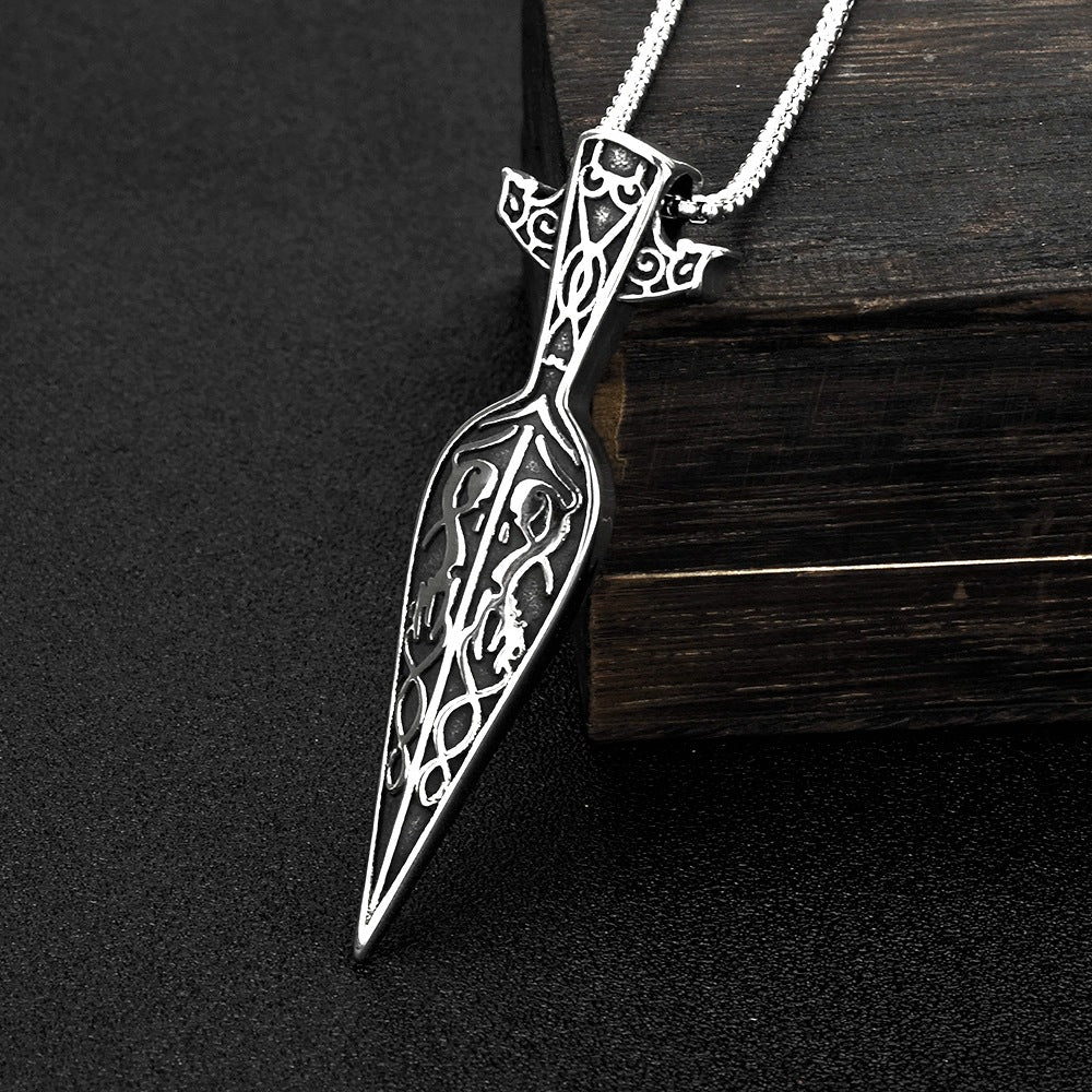 NorthRune Viking Spear Necklace | Norse Warrior Spear Pendant | Titanium Steel