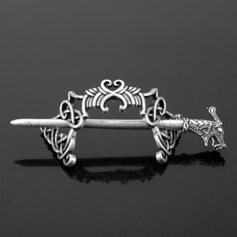 NorthRune Viking Dragon Hair Clip | Celtic Knot Norse Hairpin
