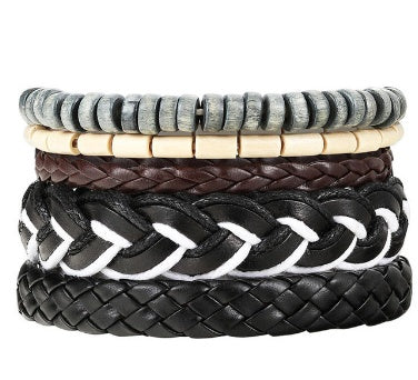 NorthRune Anchor Leather Bracelet | Braided Beaded Men's Nautical Bracelet