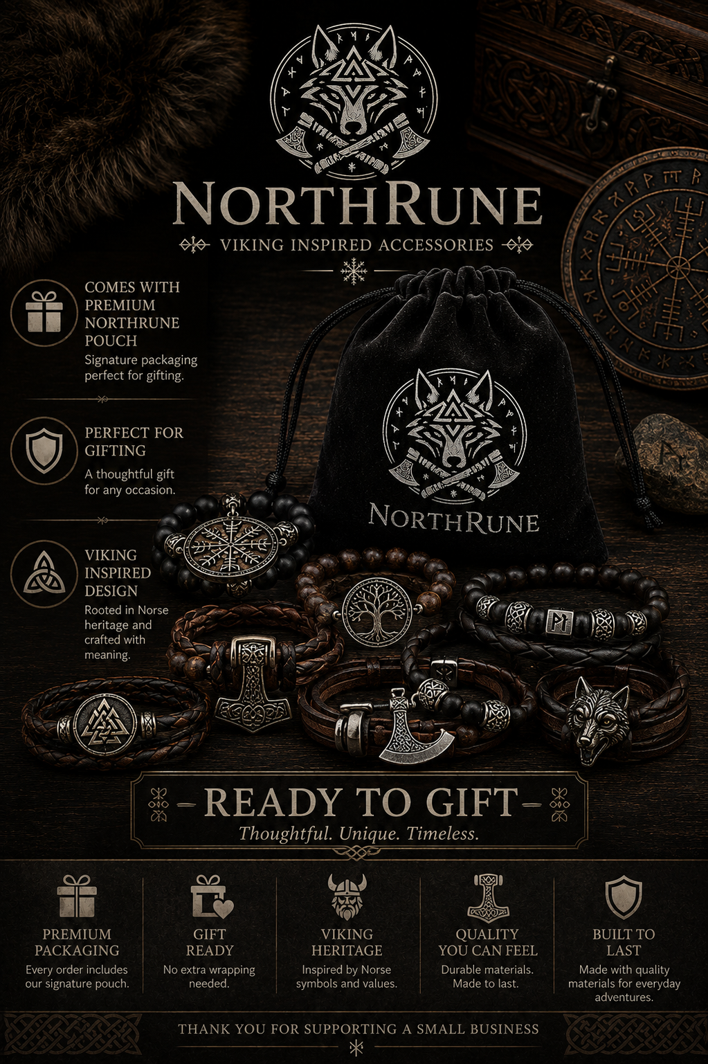 NorthRune Butterfly Bead Bracelet Set