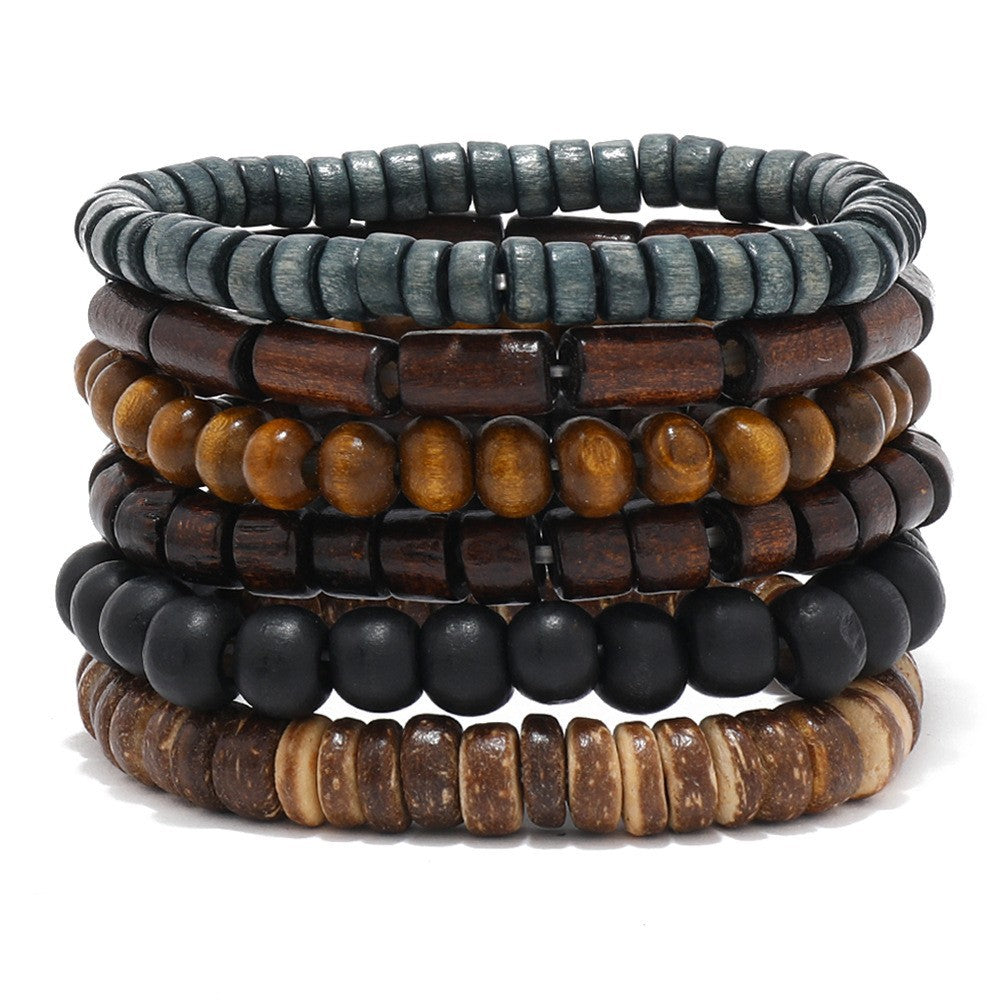 NorthRune Men’s Multi-Layer Wooden Bead Bracelet Set | 4 Style Options | Nordic Casual Bracelet