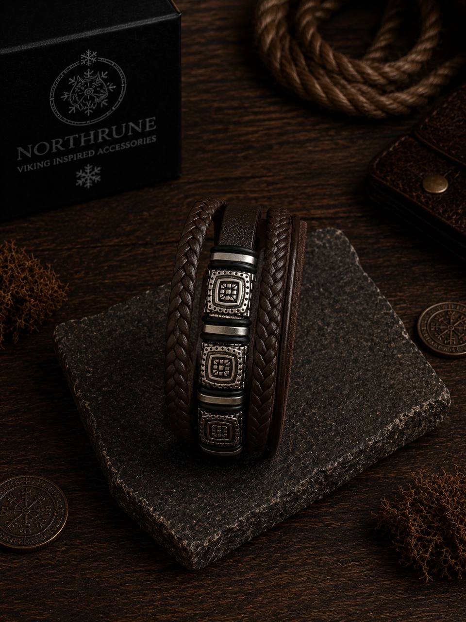 NorthRune Nordic Leather Bracelet
