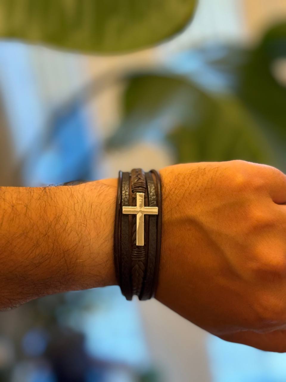 NorthRune Cross Leather Bracelet