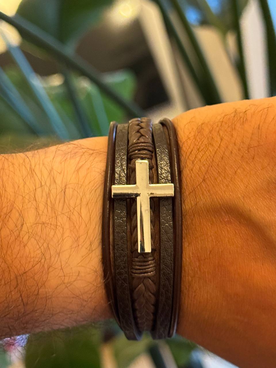 NorthRune Cross Leather Bracelet