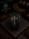 NorthRune Crucifix Leather Bracelet