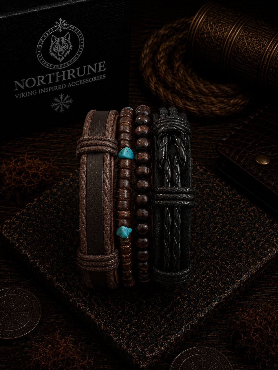NorthRune Turquoise Bead Bracelet Set
