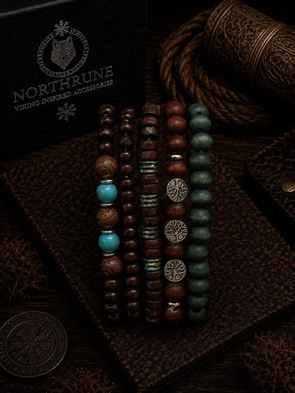 NorthRune Forest Tree Bead Bracelet Set