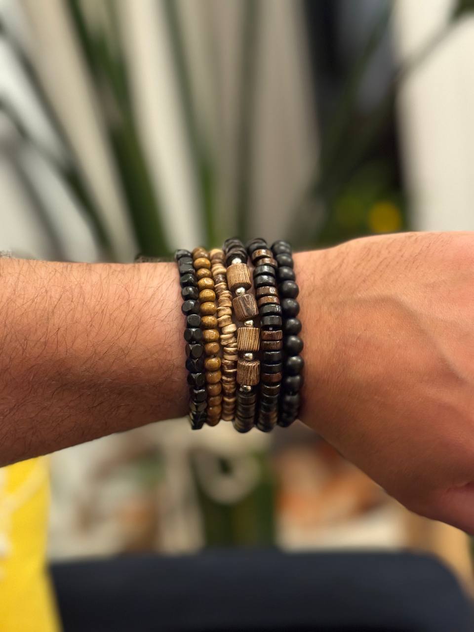 NorthRune Midnight Wood Bead Bracelet Set