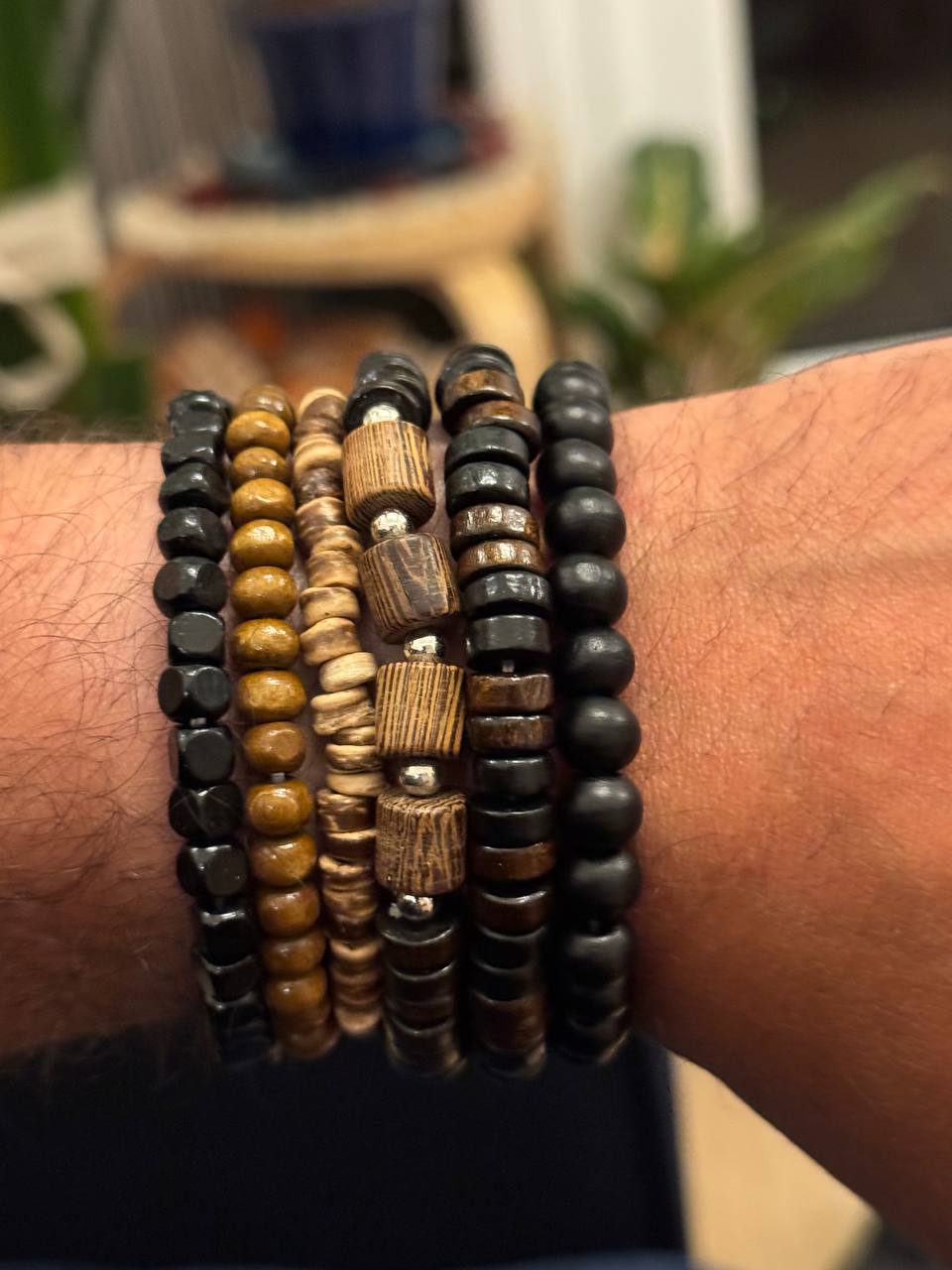 NorthRune Midnight Wood Bead Bracelet Set