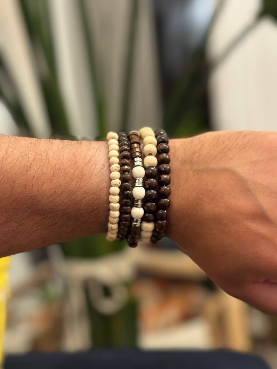 NorthRune Ivory & Ebony Bead Bracelet Set