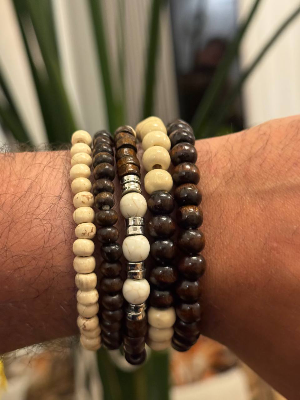 NorthRune Ivory & Ebony Bead Bracelet Set