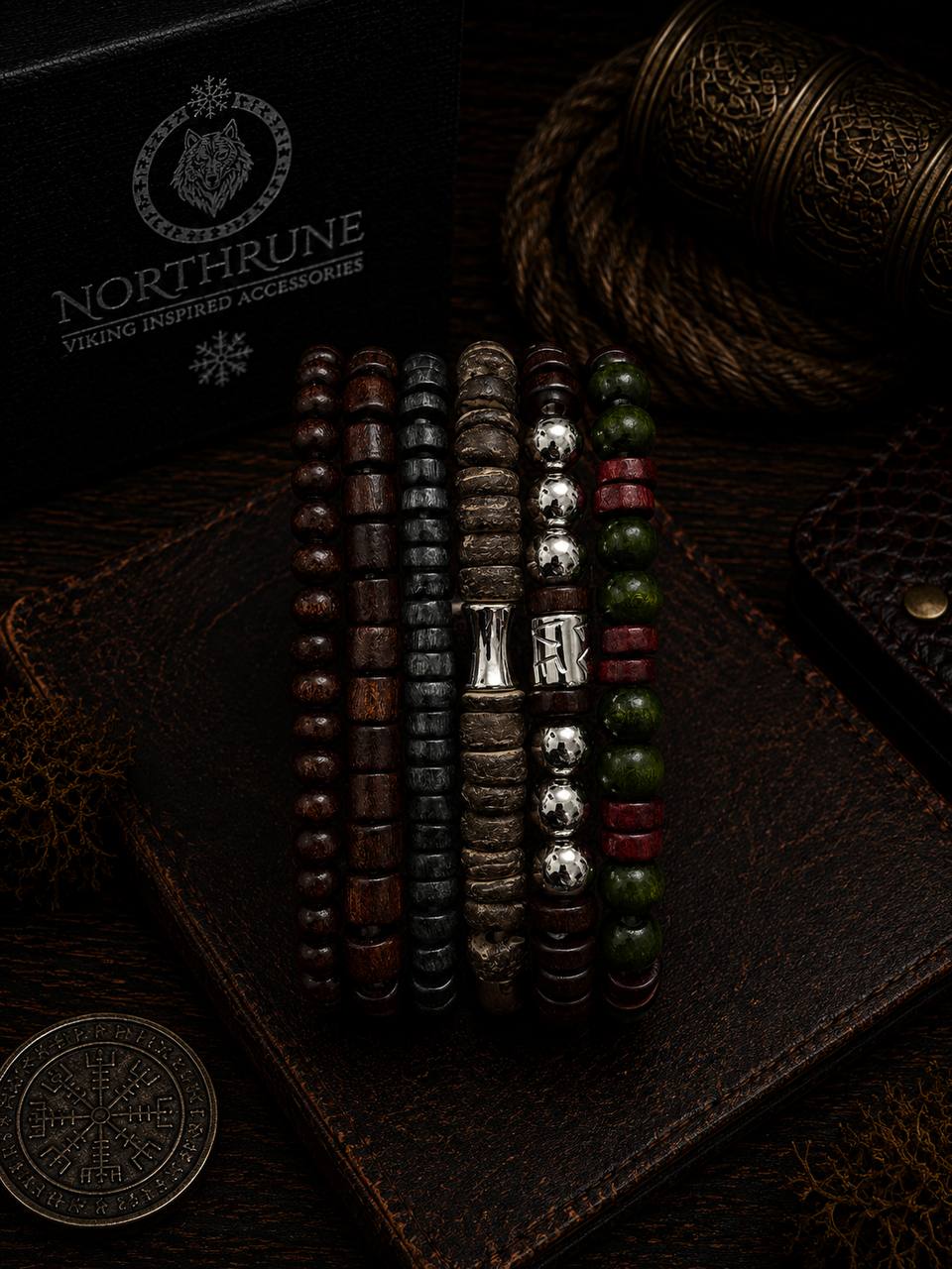 NorthRune Forest Rune Bead Bracelet Set