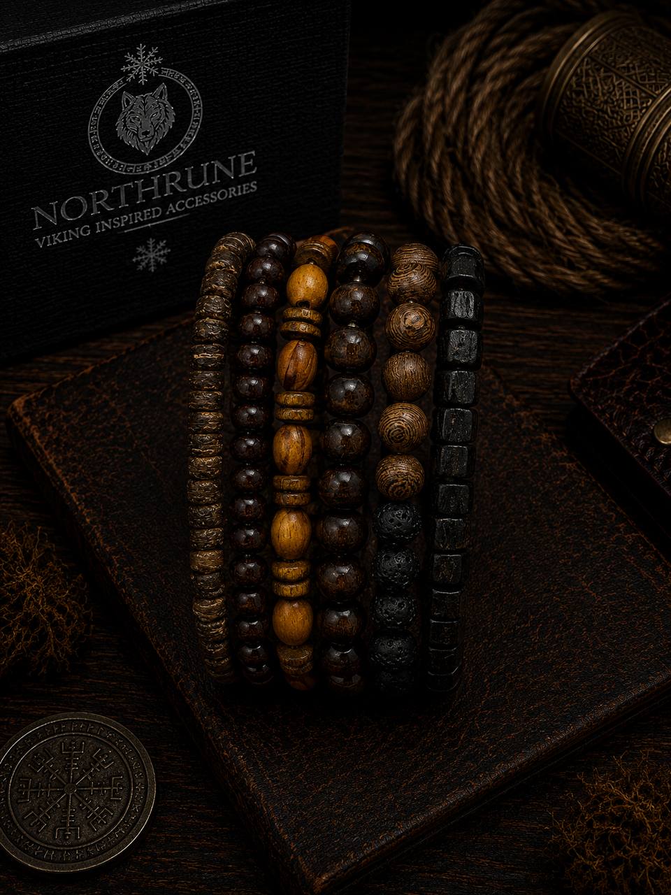 NorthRune Earthwood Bead Bracelet Set