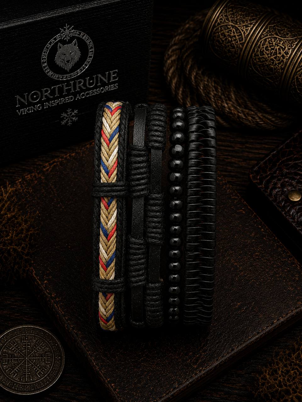NorthRune Raven Cord Bracelet Set